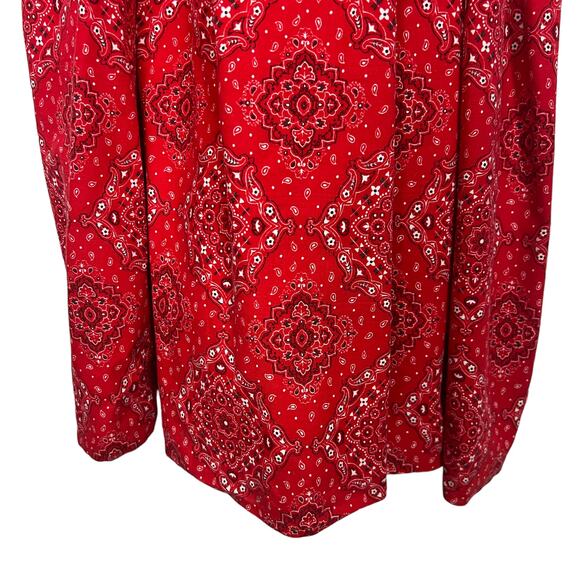 Women's Handkerchief Print Smocked Red Maxi Dress Size S/M - Picture 12 of 13